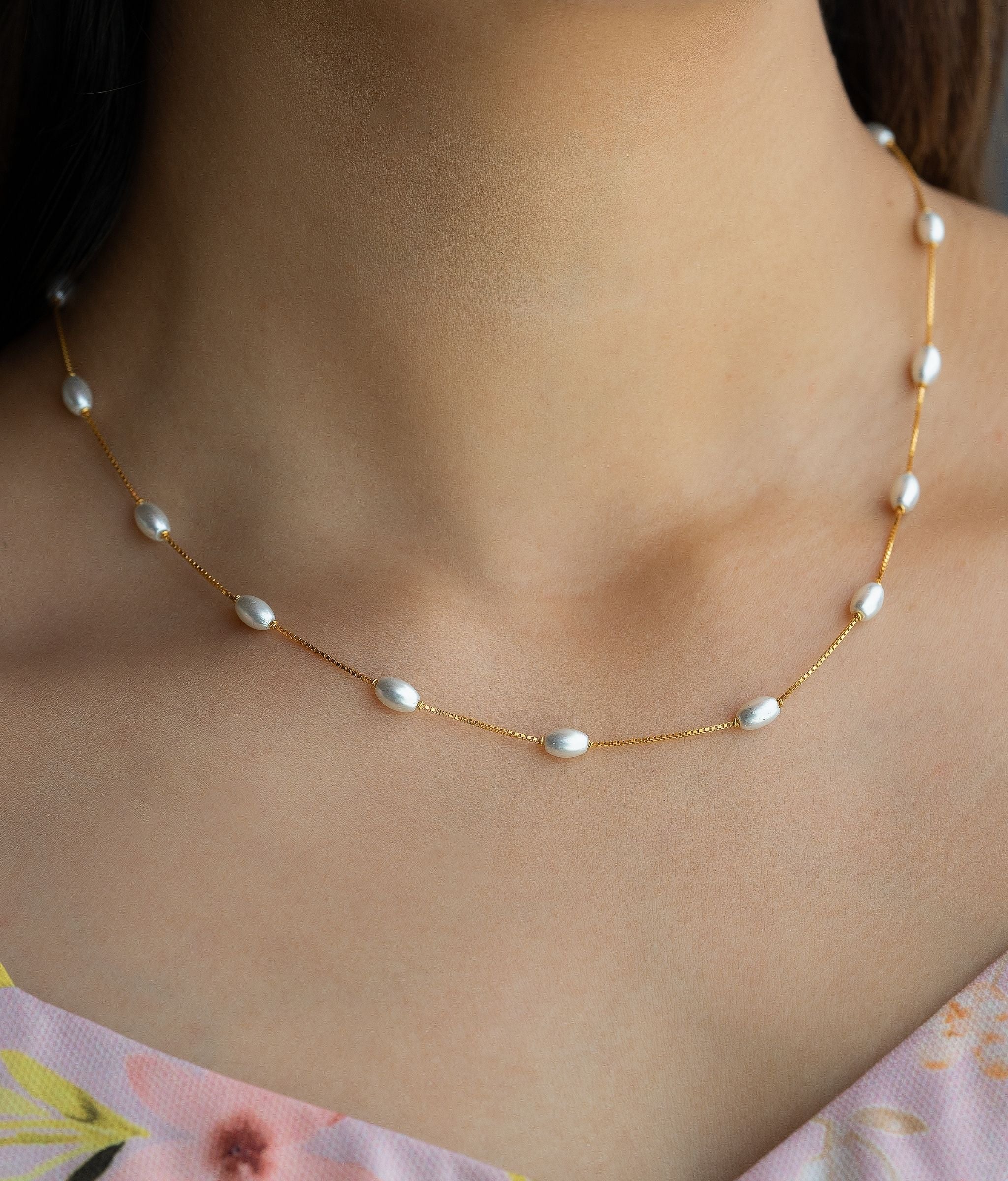 Celeste 22k Gold Shell Pearl Chain