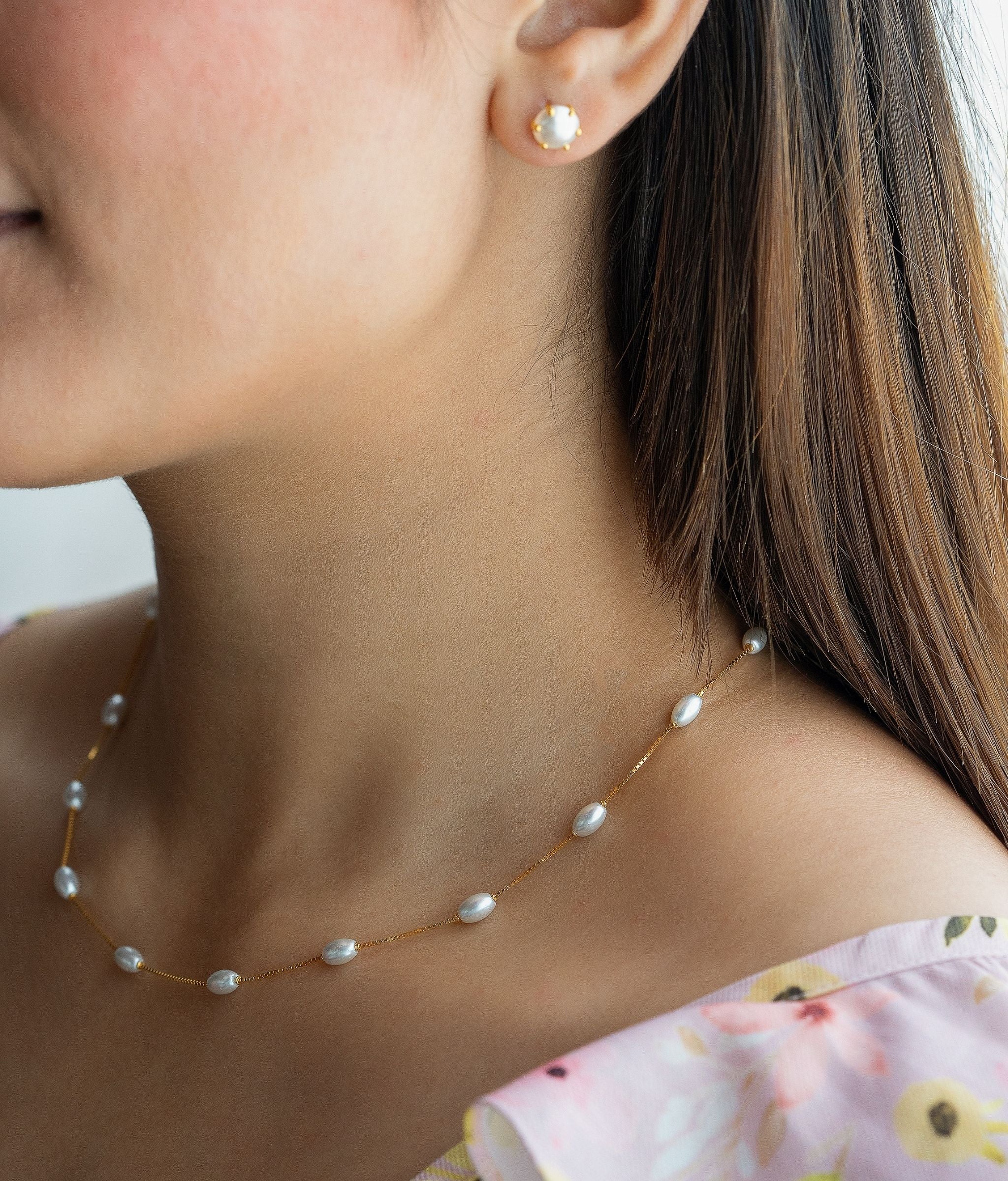 Celeste 22k Gold Shell Pearl Chain