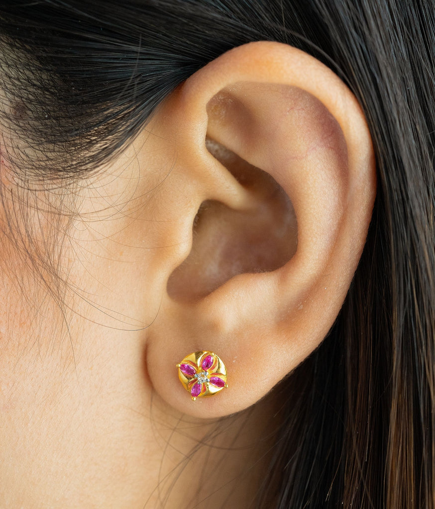 22k Gold Solstice Ruby Studs Earrings
