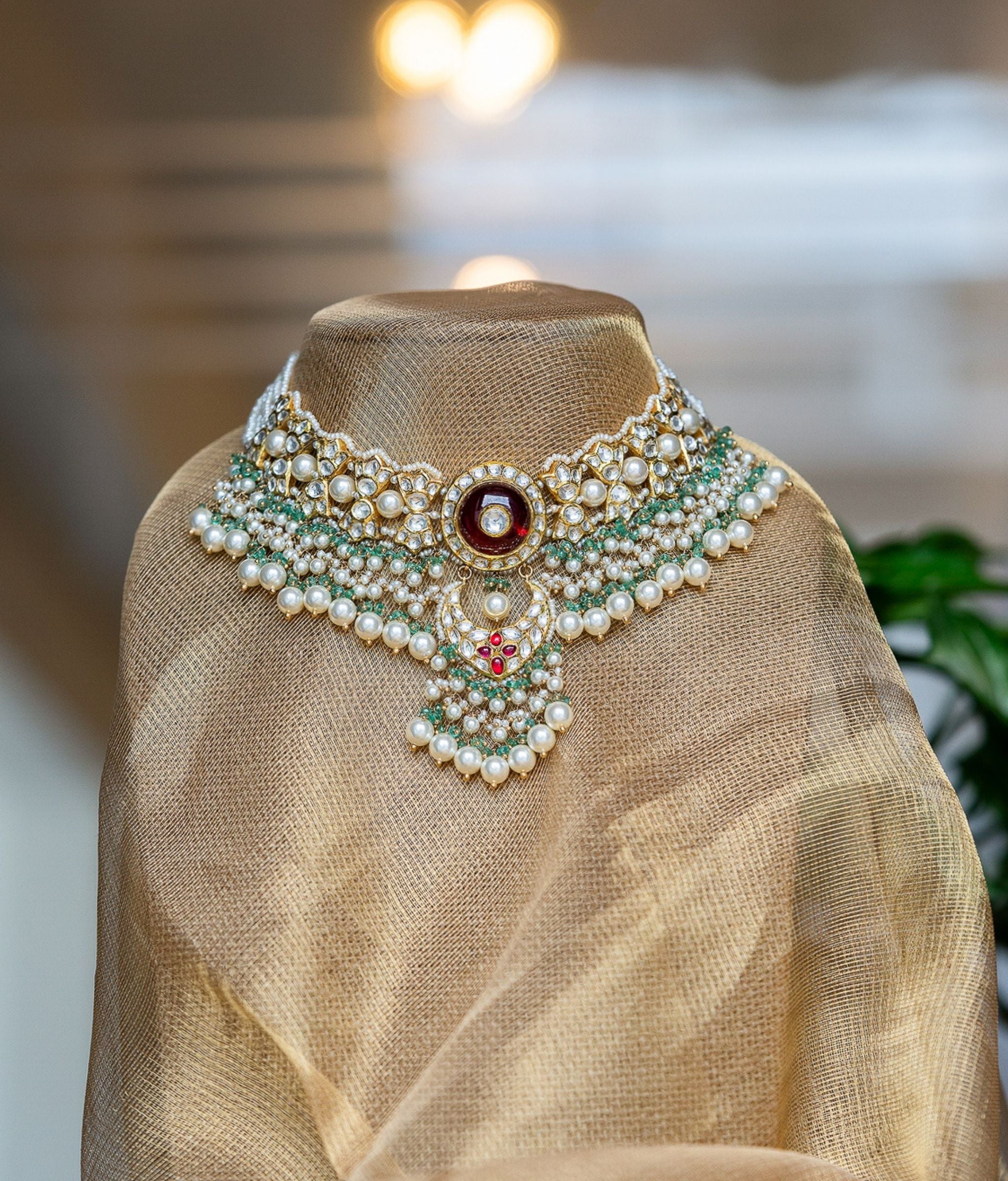 Monali 22K Gold Necklace Set With Earrings