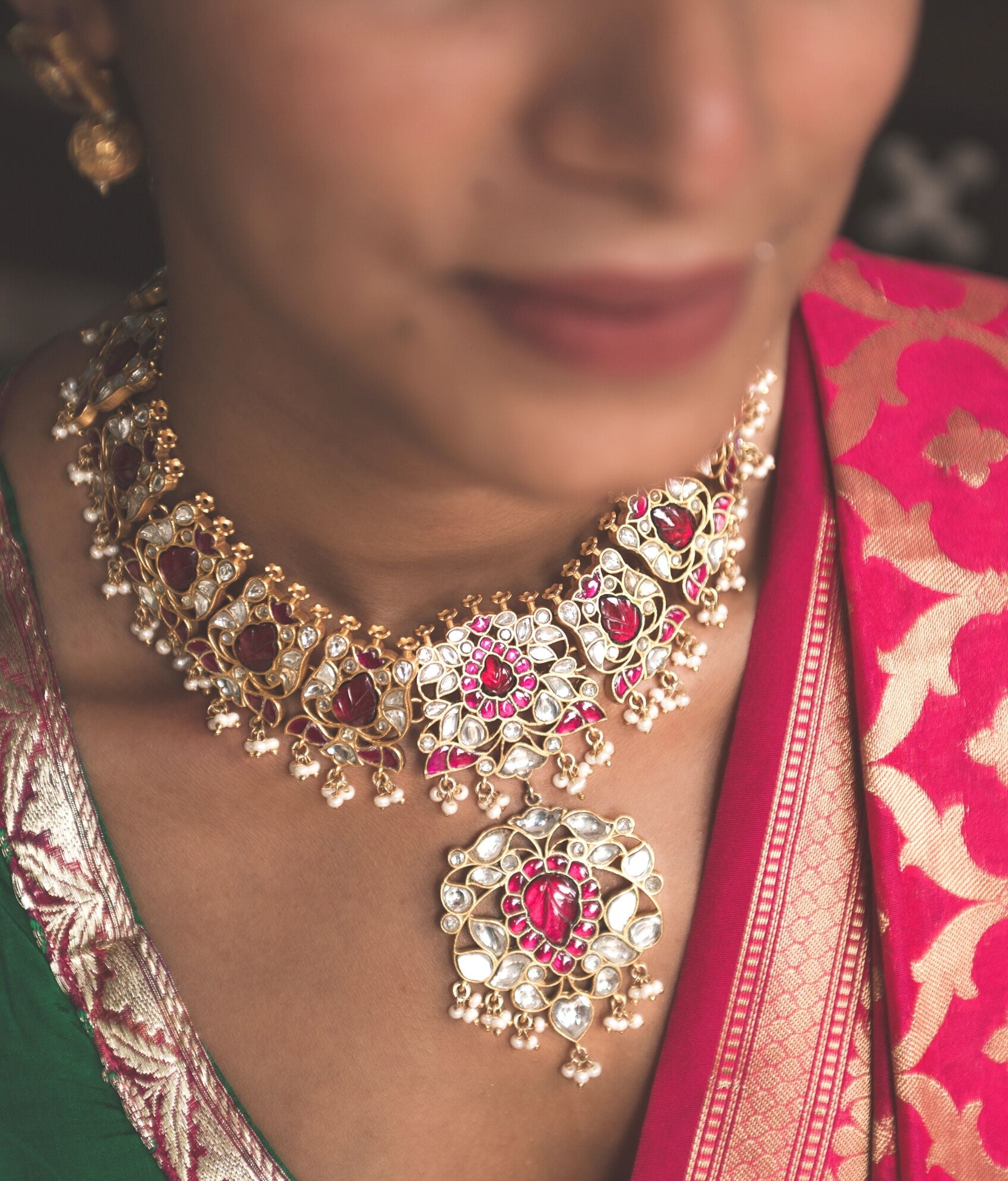 Prateeksha Gold Polish Silver Necklace Set