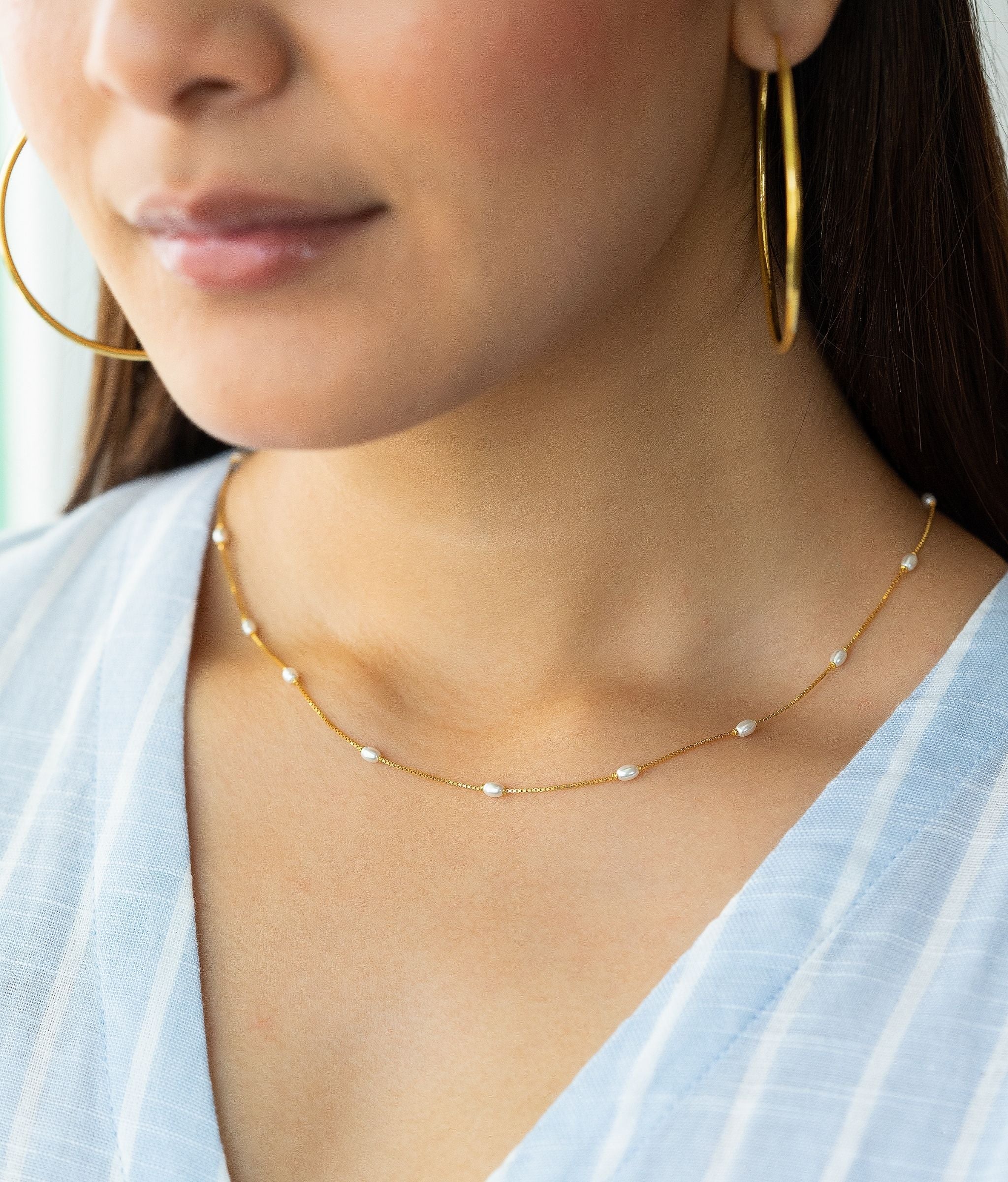 Lumiere 22k Gold Shell Pearl Chain