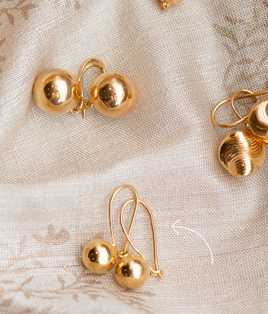 Miraya 22kt Gold Ball Earrings