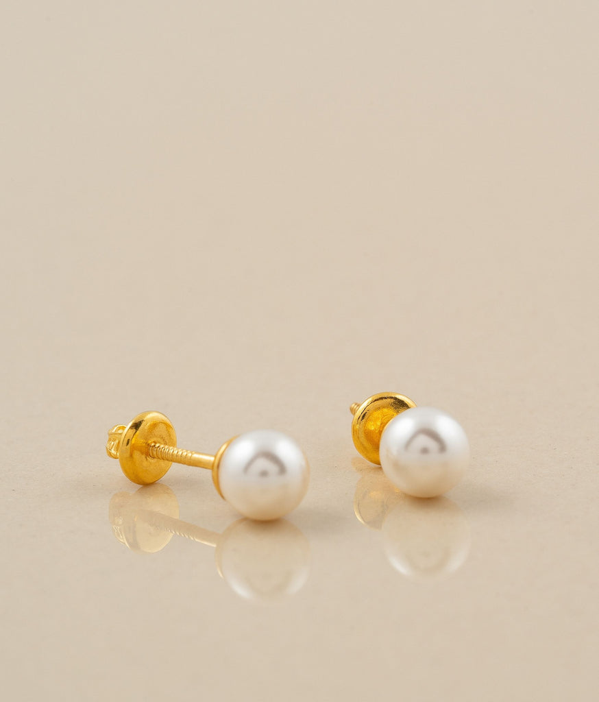 Barbela Design 14K Yellow Gold Pearl Hoop Earrings