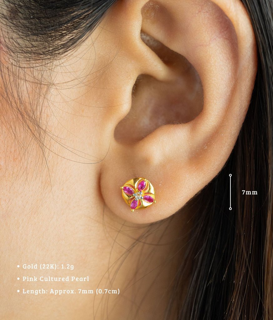22k Gold Solstice Ruby Studs Earrings