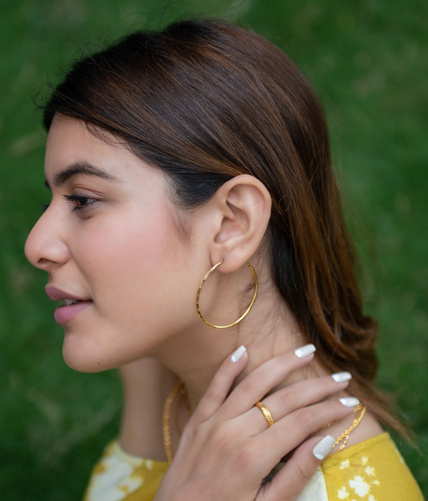 Serene Line Diamonds Rose Gold Hoop Earrings