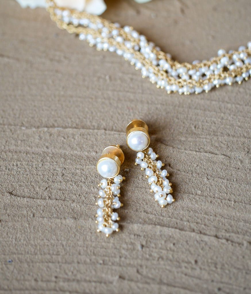 Anushka Antique Pearl 22K Gold Necklace Set