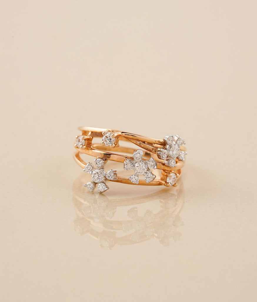 Blossom Flower Desing Gold & Diamond Ring