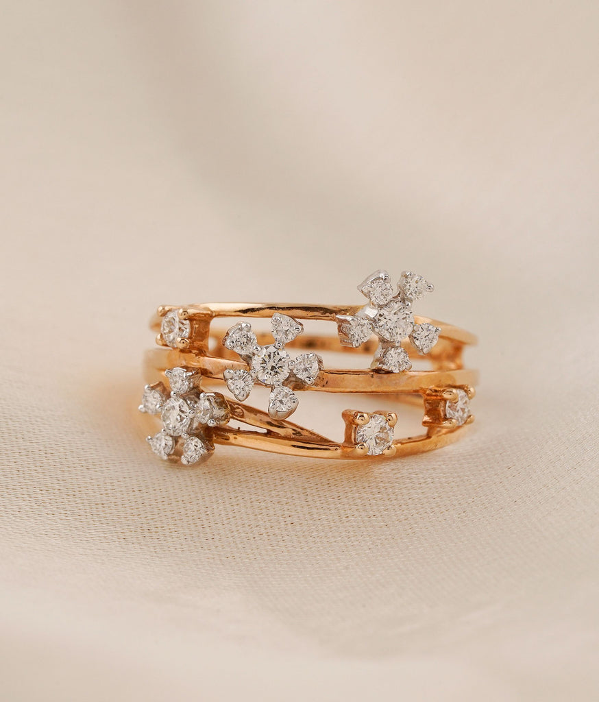 Blossom Flower Desing Gold & Diamond Ring