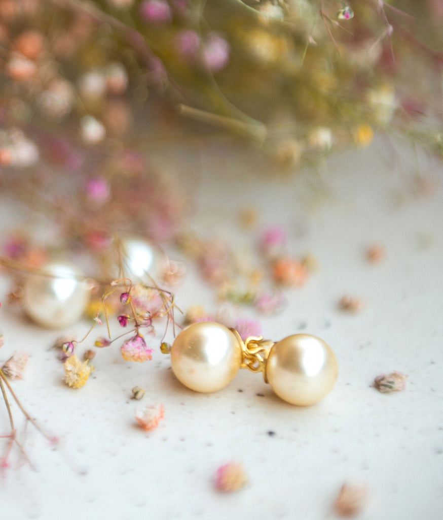 Pearl Double-sided Ball Earrings rose gold – ADORNIA