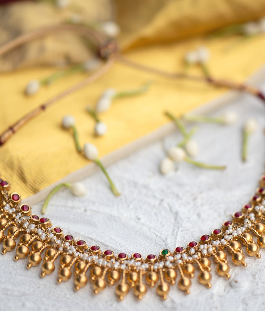 Drishti Antique 22k Gold & Pearl Necklace