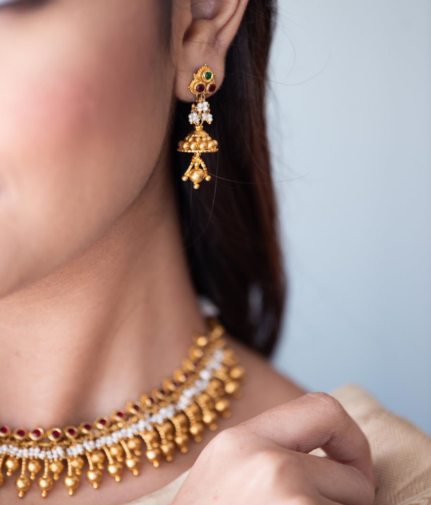 Drishti Antique 22k Gold & Pearl Necklace