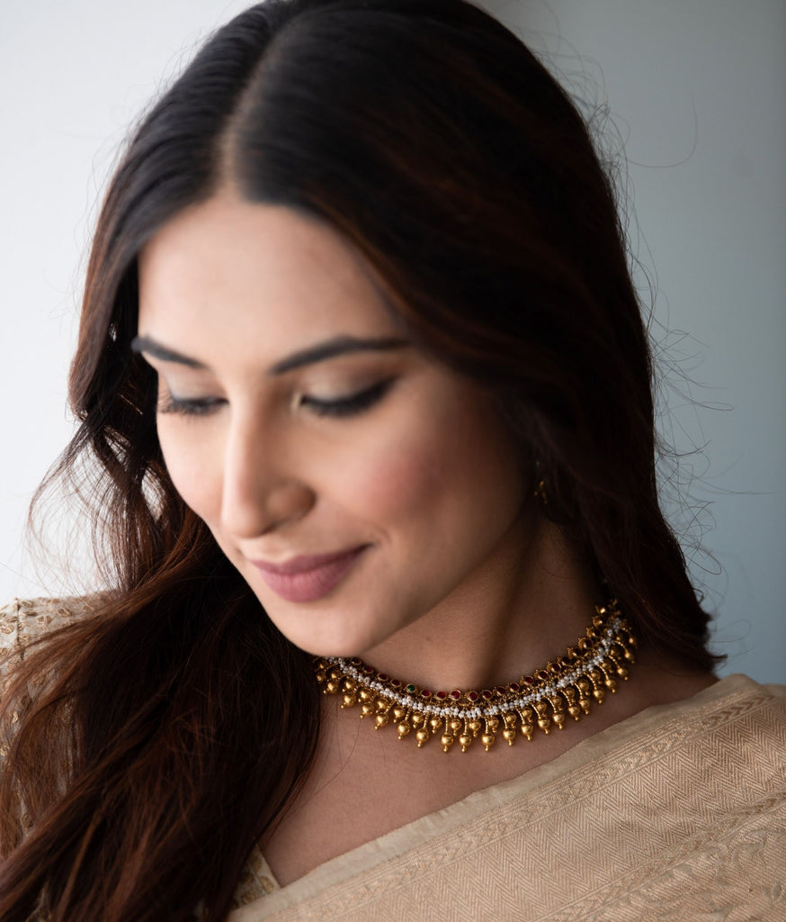 Drishti Antique 22k Gold & Pearl Necklace