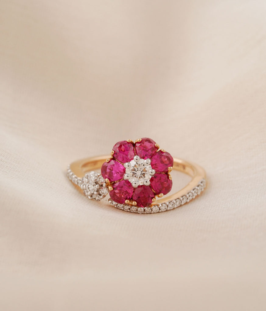 Flora Rose Gold Ruby & Diamond Ring