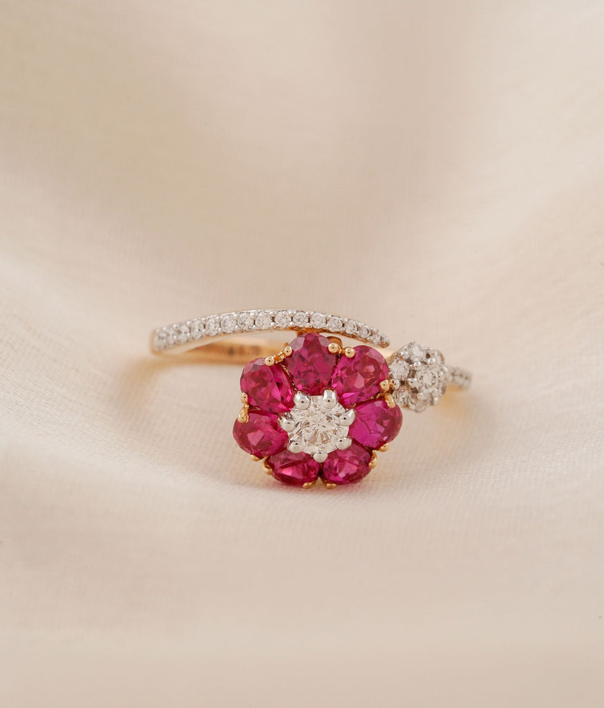 Flora Rose Gold Ruby & Diamond Ring