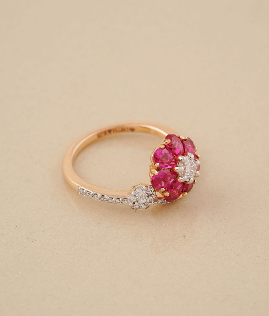 Flora Rose Gold Ruby & Diamond Ring