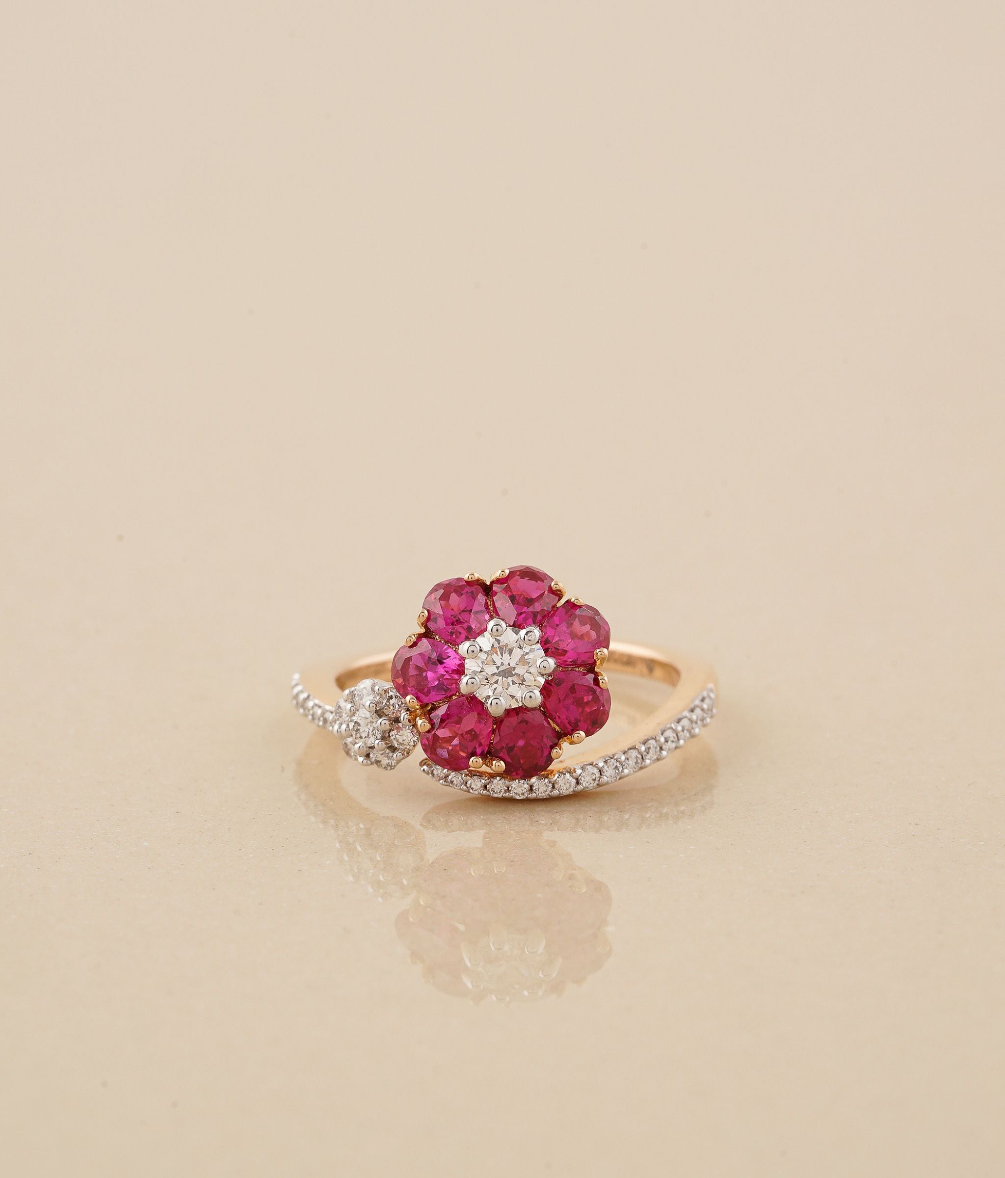 Flora Rose Gold Ruby & Diamond Ring