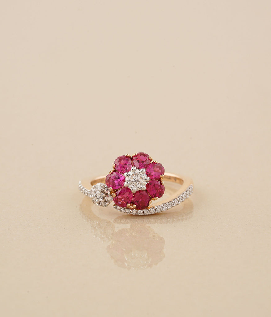 Flora Rose Gold Ruby & Diamond Ring