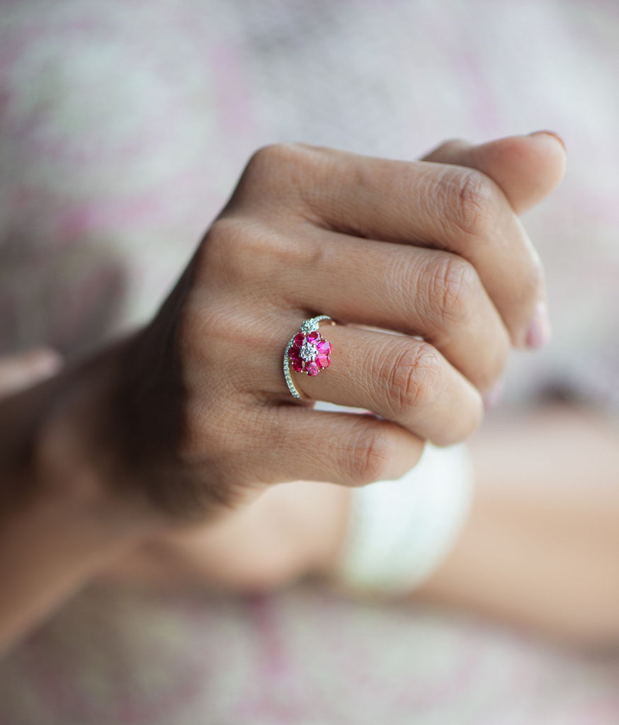 Flora Rose Gold Ruby & Diamond Ring