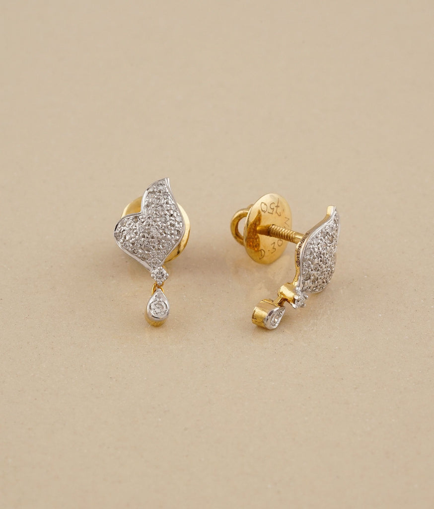 Bezel-Set Round Diamond Stud Earrings in 18K Yellow Gold