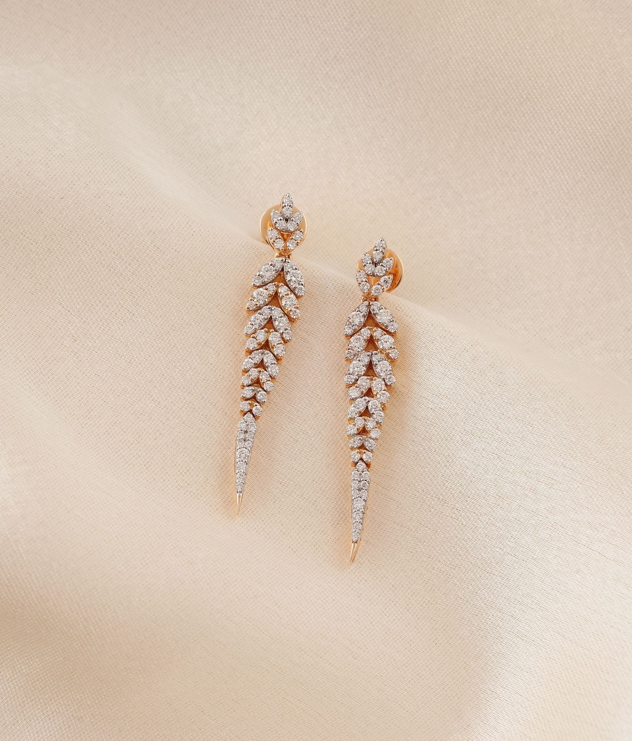 Leaflet Gold & Diamond Earrings