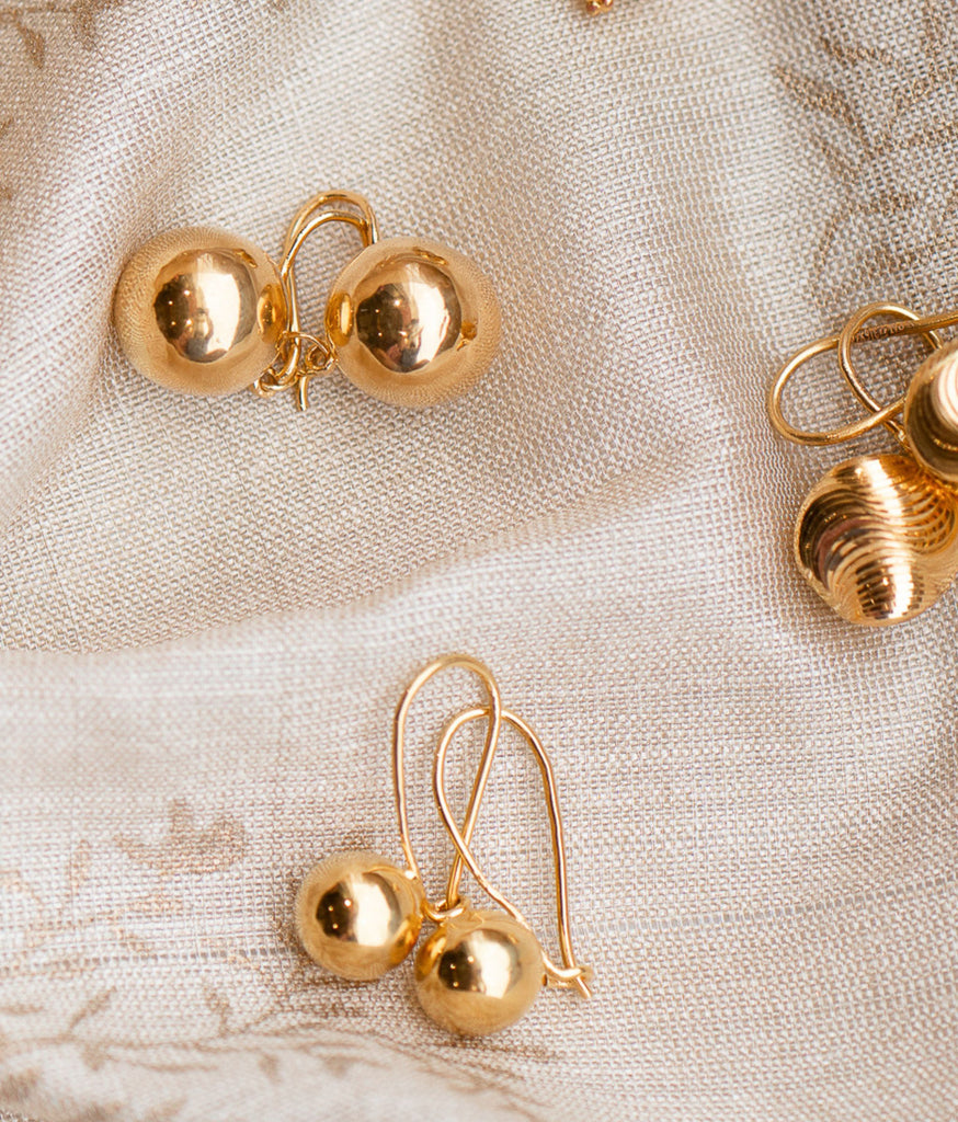 Miraya 22kt Gold Ball Earrings