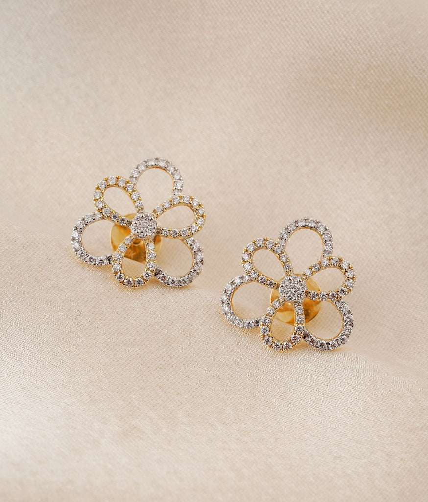 Phulkari Gold & Diamond Earrings