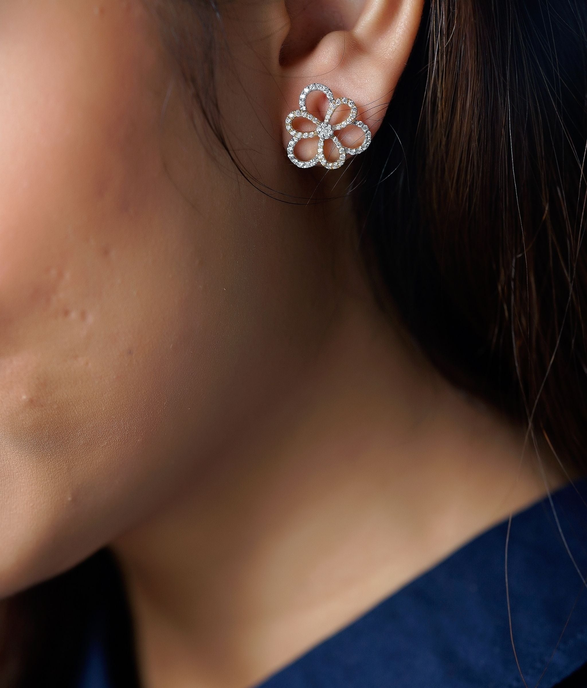 Phulkari Gold & Diamond Earrings