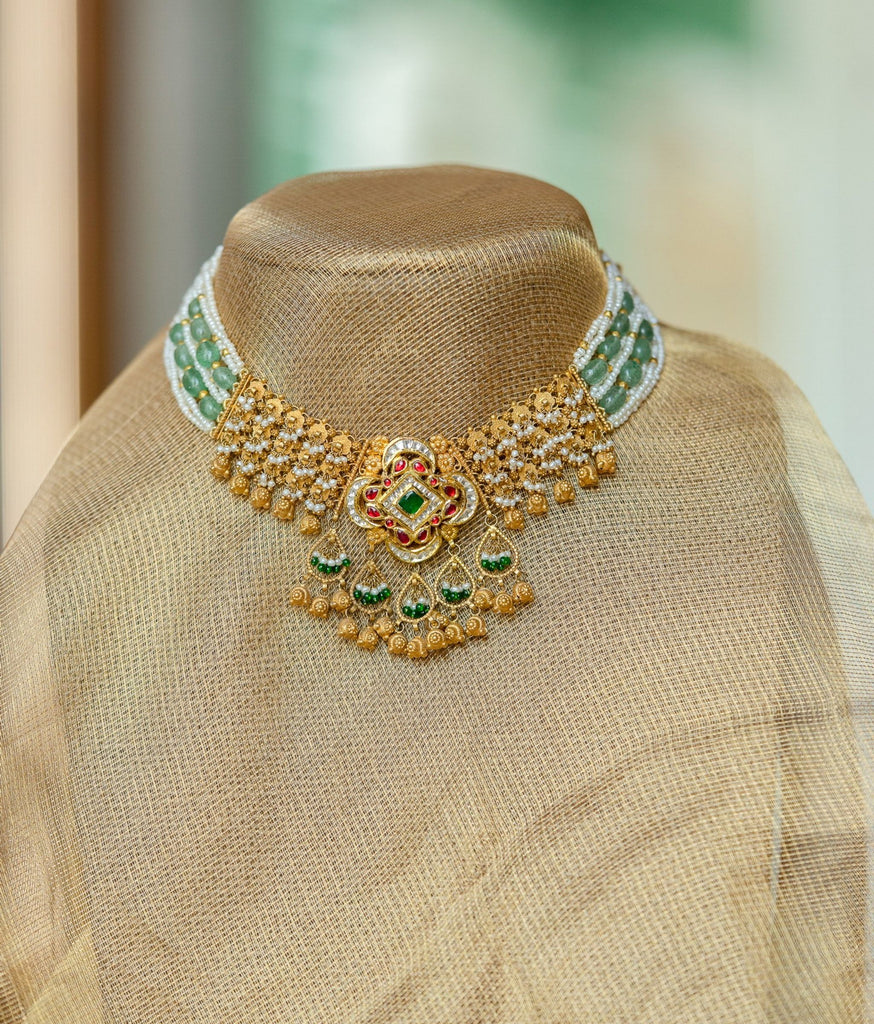 Rekha 22K Gold Choker Set With Jhumka