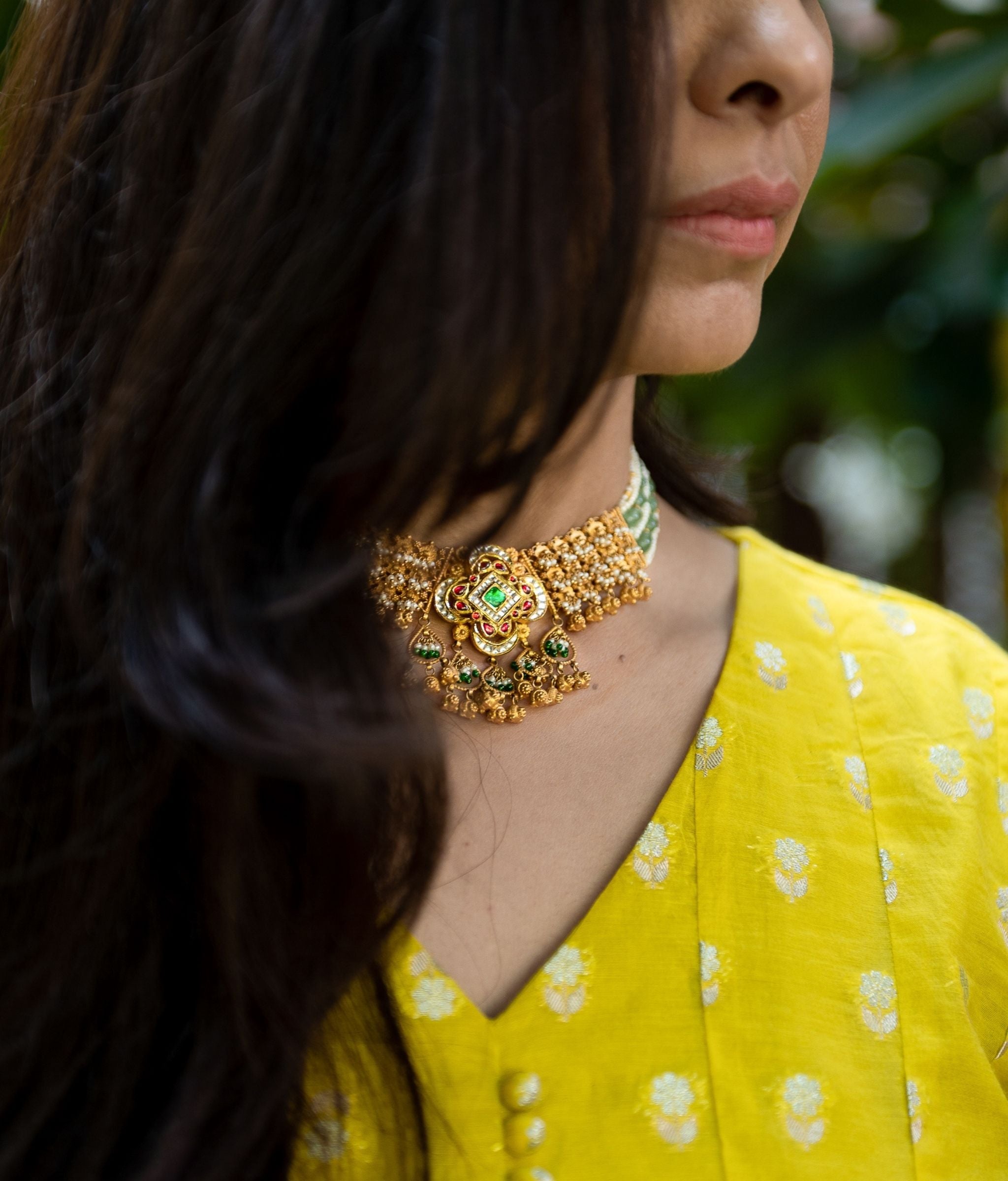 Rekha 22K Gold Choker Set With Jhumka