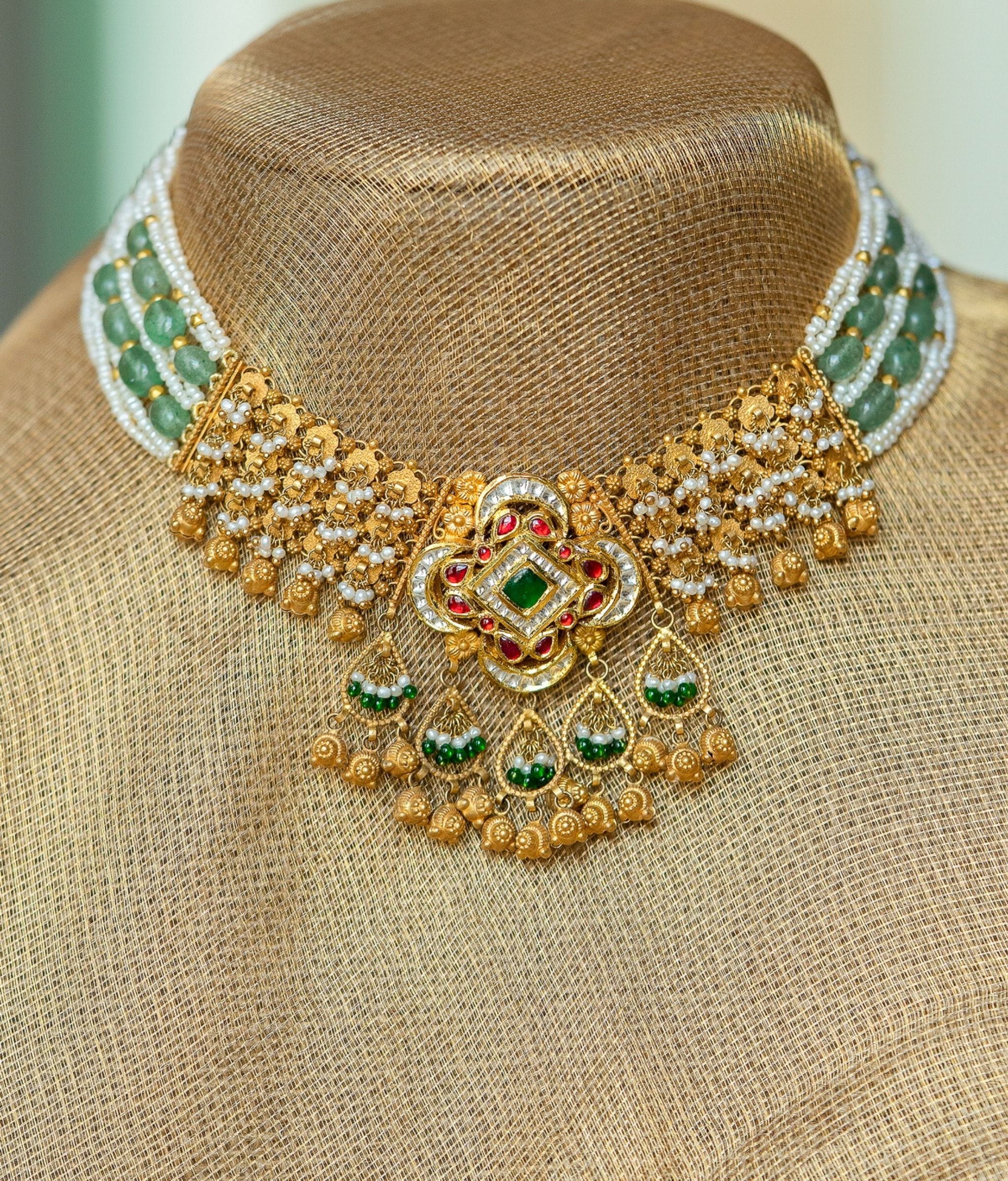 Rekha 22K Gold Choker Set With Jhumka