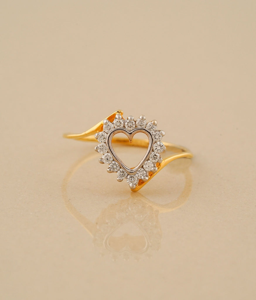 Heart Shaped Ring Design with 2 Carat Diamond in Gold for Enga