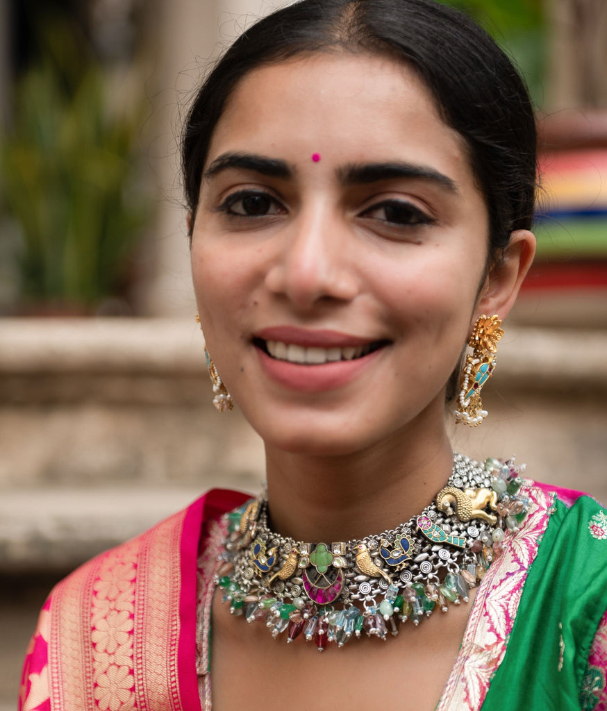 Apeksha Silver Necklace Set