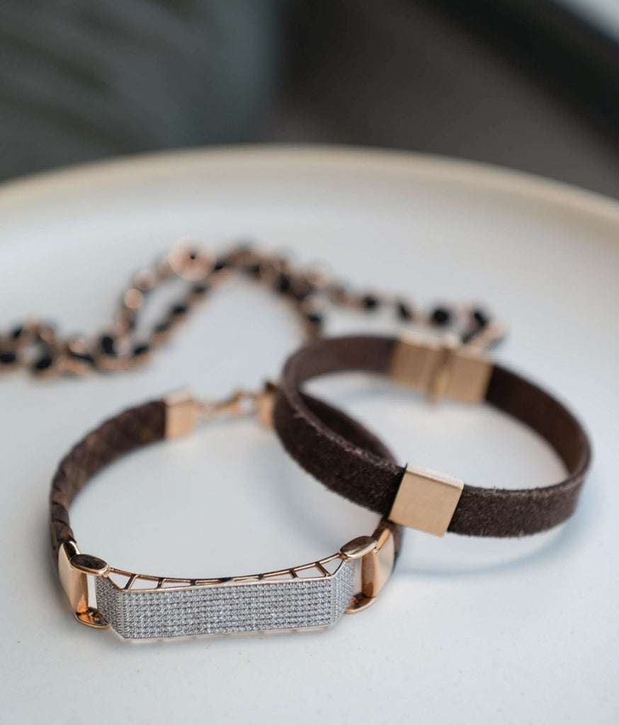 Chicago Leather Gold Bracelet For Men