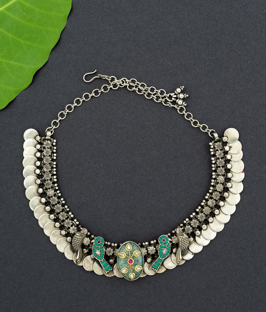 Meha Silver Necklace Set