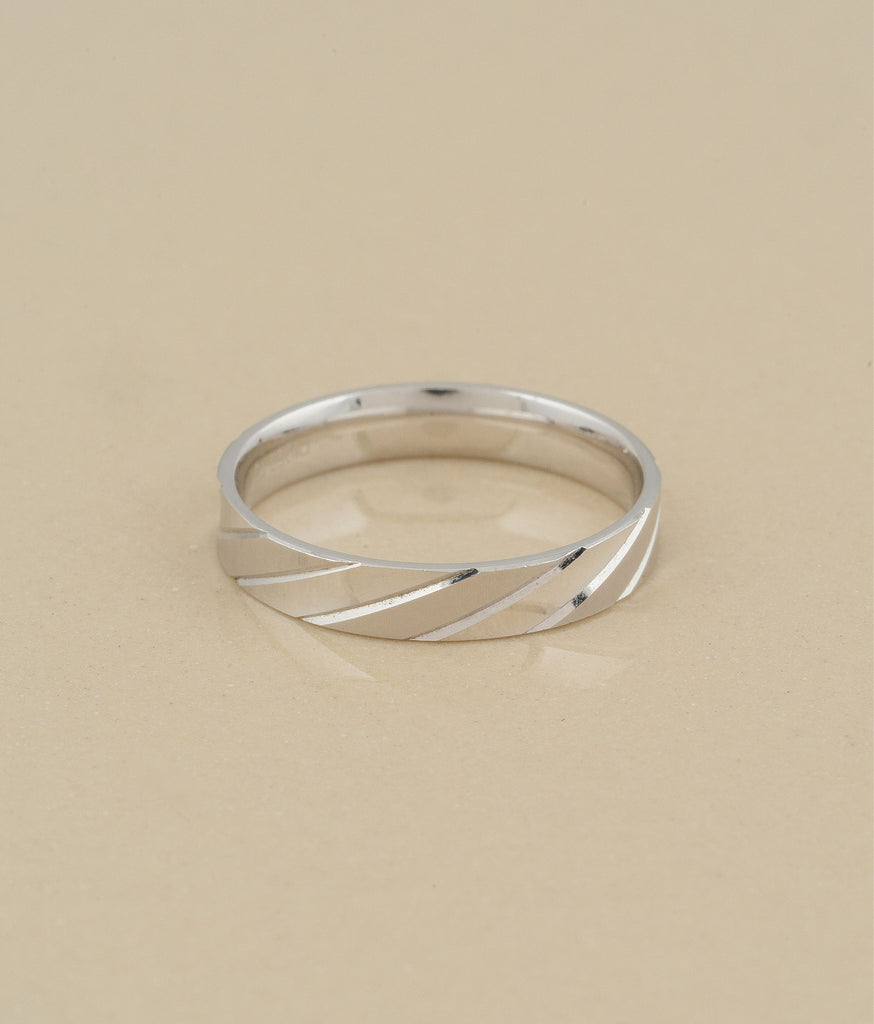 Engraved 950 Platinum Men's Wedding Ring Comfort-Fit Floral Band