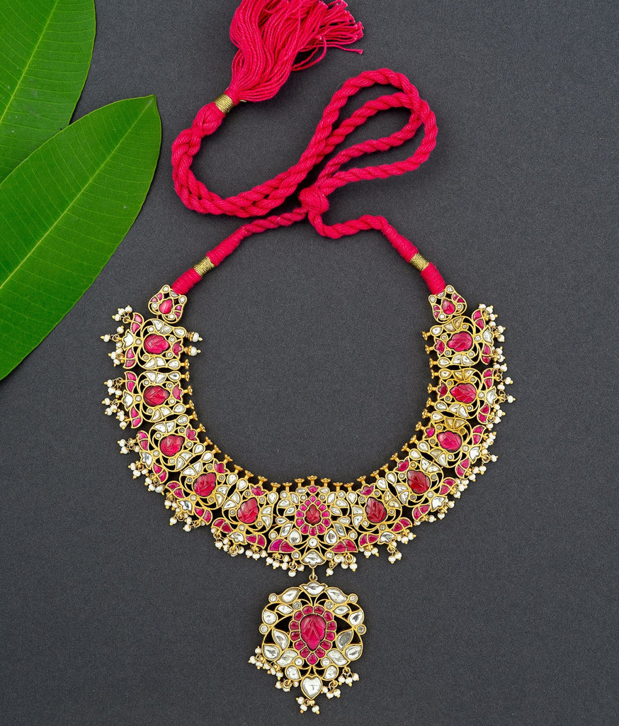 Prateeksha Gold Polish Silver Necklace Set